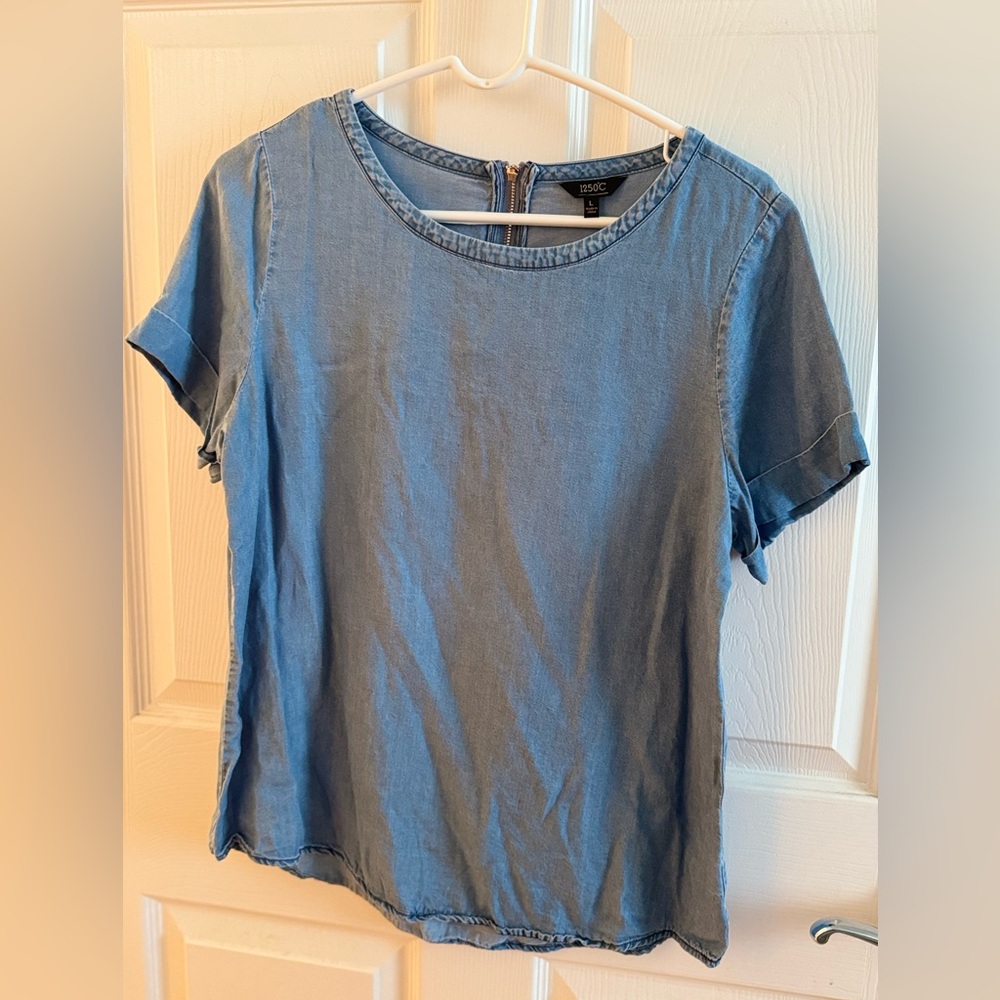 1250 C Tencel Short Sleeve Shirt in Light Blue (Denim like color)